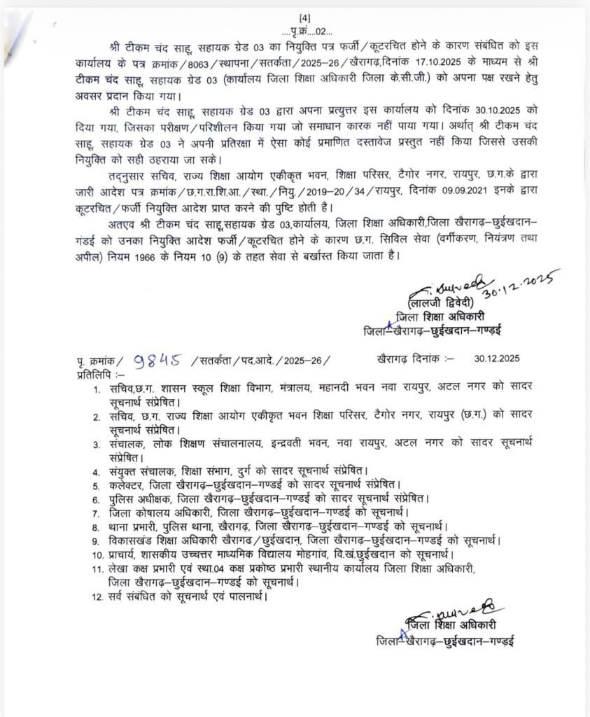 फर्जी दस्तावेजों पर नौकरी