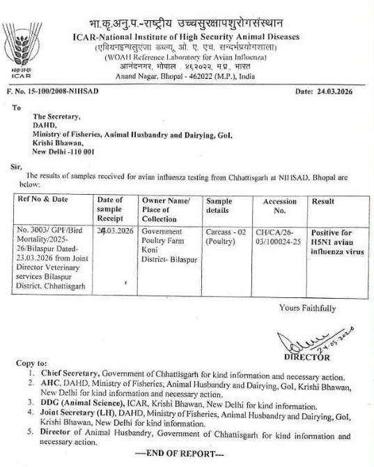 छत्तीसगढ़ में बर्ड फ्लू 