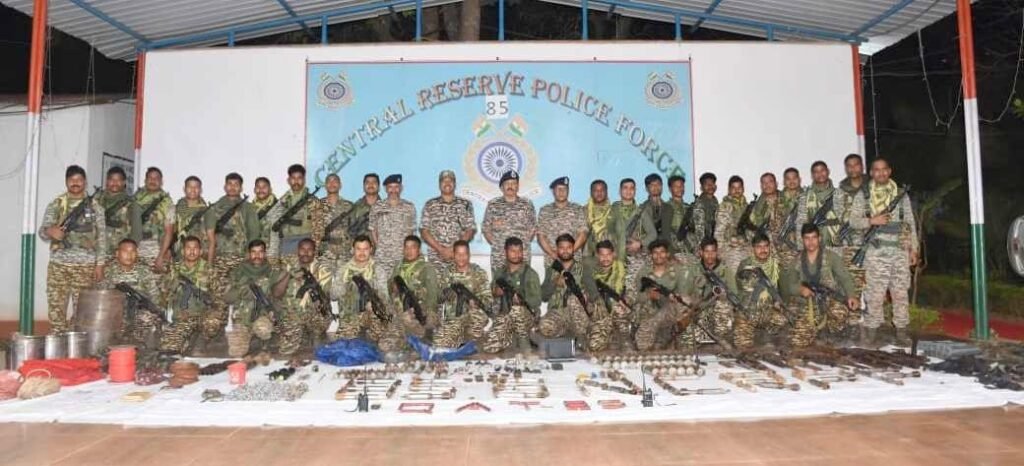 Anti-Naxal Operations: Security Forces Thwart Naxalite Plot Before Major Incident in Bijapur! Sten Gun, Detonators, and BGL Rounds Recovered.