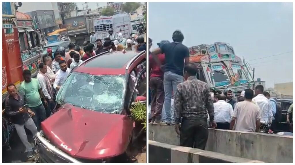 Bhatagaon Flyover Accident: Major accident on Raipur's Bhatagaon flyover...! Car and truck collide violently during a wrong-side overtake... Watch the video here.