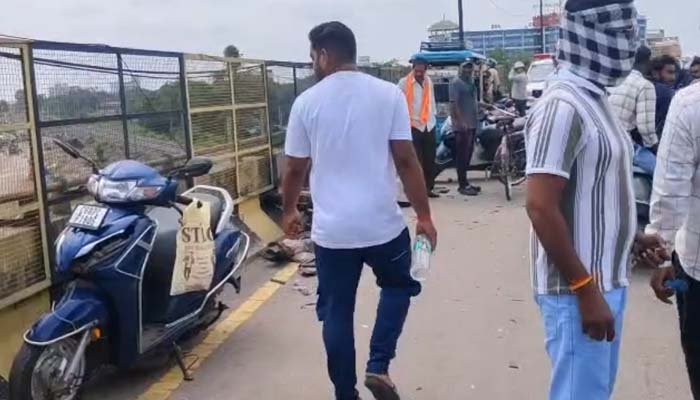 तेज रफ्तार कार ने कई वाहनों को मारी टक्कर
